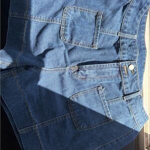 Blue Denim shorts with Front Patch Pockets